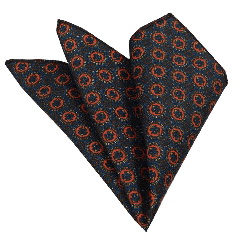 Men's Blue Red Pocket Square Hanky Handkerchief - Amedeo Exclusive