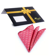 Men's Red White Snowflakes Pocket Square Hanky Handkerchief - Amedeo Exclusive