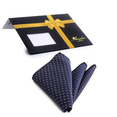 Men's Blue White Squares Pocket Square Hanky Handkerchief - Amedeo Exclusive