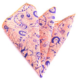 Pocket Salmon & Blue Paisley Hanky Handkerchief - Amedeo Exclusive