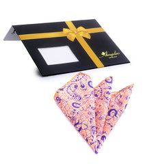 Pocket Salmon & Blue Paisley Hanky Handkerchief - Amedeo Exclusive