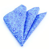 Men's Aqua Blue Paisley Pocket Square Hanky Handkerchief - Amedeo Exclusive