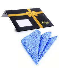 Men's Aqua Blue Paisley Pocket Square Hanky Handkerchief - Amedeo Exclusive