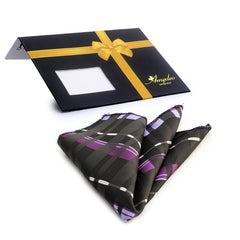 Men's Violet purple and black checkered Pocket Square Hanky Handkerchief - Amedeo Exclusive