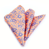 Men's Gold Pink Purple Paisley Pocket Square Hanky Handkerchief - Amedeo Exclusive