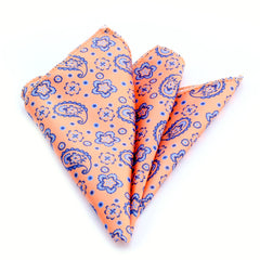 Men's Gold Pink Purple Paisley Pocket Square Hanky Handkerchief - Amedeo Exclusive