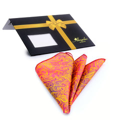 Men's Orange & Blue Paisley Pocket Square Hanky Handkerchief - Amedeo Exclusive