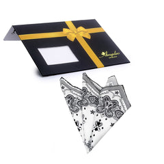 Men's White Black Paisley Pocket Square Hanky Handkerchief - Amedeo Exclusive