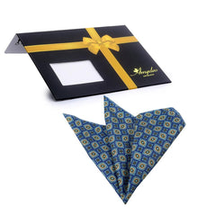 Men's Blue with Circles Pocket Square Hanky Handkerchief - Amedeo Exclusive