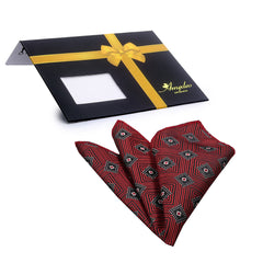 Men's Red with Black Diamonds Pocket Square Hanky Handkerchief - Amedeo Exclusive