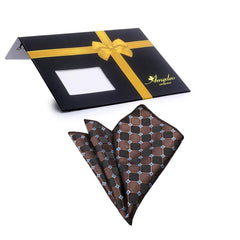 Men's Brown Black Squares Pocket Square Hanky Handkerchief - Amedeo Exclusive