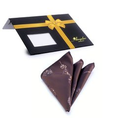 Men's Brown White Pocket Square Hanky Handkerchief - Amedeo Exclusive