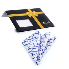 Men's Gray blue floral Pocket Square Hanky Handkerchief - Amedeo Exclusive