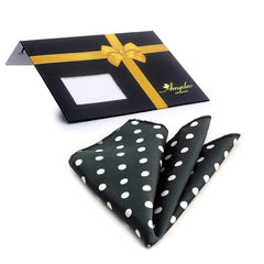Men's Black White Polka Dots Pocket Square Hanky Handkerchief - Amedeo Exclusive