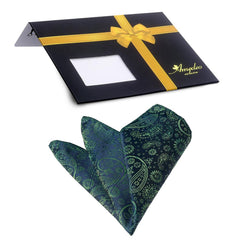Men's Blue Green Paisley Pocket Square Hanky Handkerchief - Amedeo Exclusive