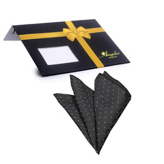 Men's Black White Flakes Square Hanky Handkerchief - Amedeo Exclusive