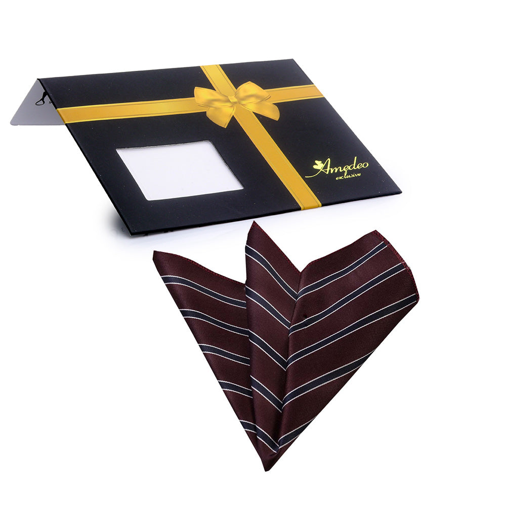 Men's maroon with black plaids Pocket Square Hanky Handkerchief - Amedeo Exclusive
