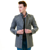 Men's European Grey Wool Coat Jacket Tailor fit Fine Luxury Quality Work and Casual