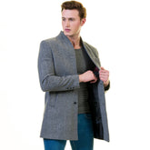 Men's European Grey Wool Coat Jacket Tailor fit Fine Luxury Quality Work and Casual