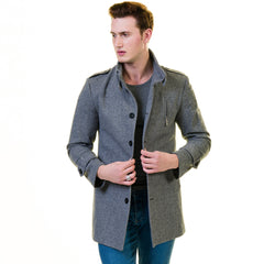 Men's European Grey Wool Coat Jacket Tailor fit Fine Luxury Quality Work and Casual