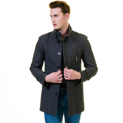 Men's European Dark Grey Wool Coat Jacket Tailor fit Fine Luxury Quality Work and Casual