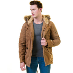 Men's European Brown Wool Coat Hooded Jacket Tailor fit Fine Luxury Quality Work and Casual