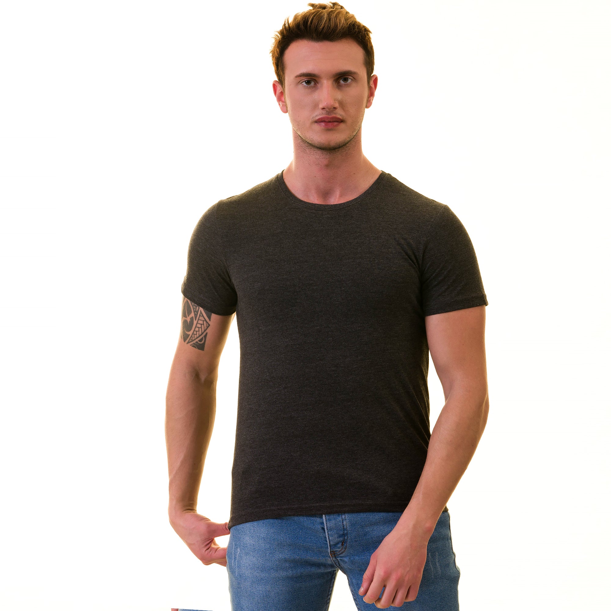 Smoke Gray European Made & Designed Premium Quality T-Shirt - Crew Neck Short Sleeve T-Shirts