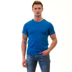 Blue European Made & Designed Premium Quality T-Shirt - Crew Neck Short Sleeve T-Shirts
