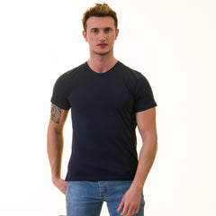Navy Blue European Made & Designed Premium Quality T-Shirt - Crew Neck Short Sleeve T-Shirts