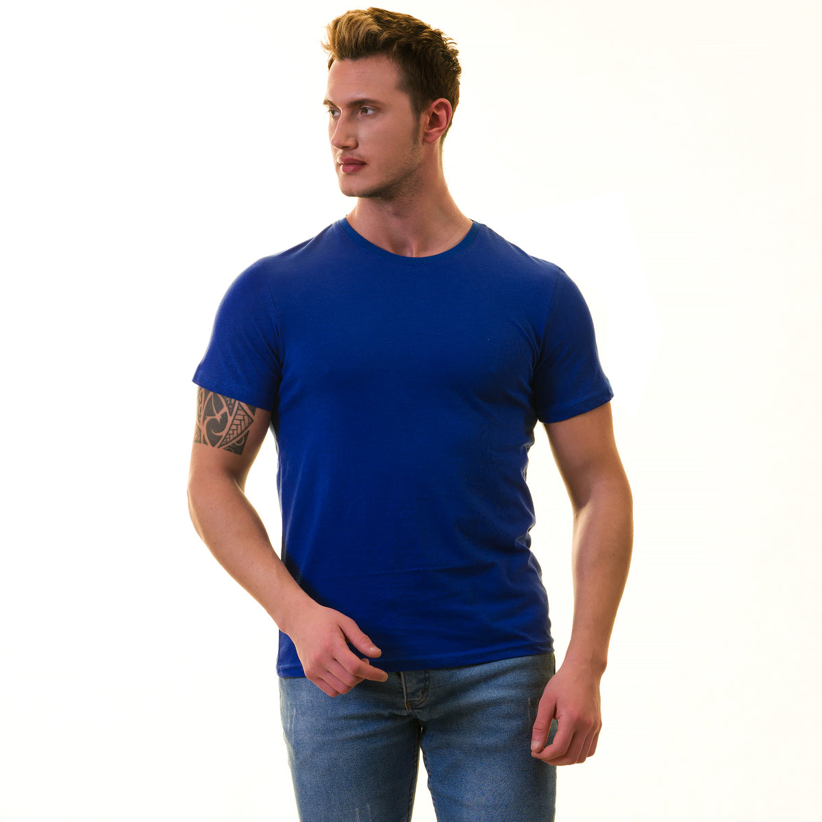 Royal Blue European Made & Designed Premium Quality T-Shirt - Crew Neck Short Sleeve T-Shirts