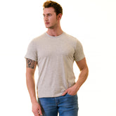 Light Gray Melange European Made & Designed Premium Quality T-Shirt - Crew Neck Short Sleeve T-Shirts