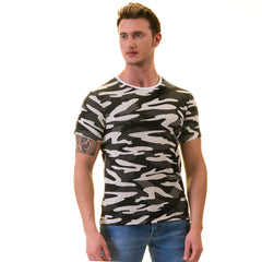 Black Camouflage European Made & Designed Premium Quality T-Shirt -Crew Neck Short Sleeve T-Shirts