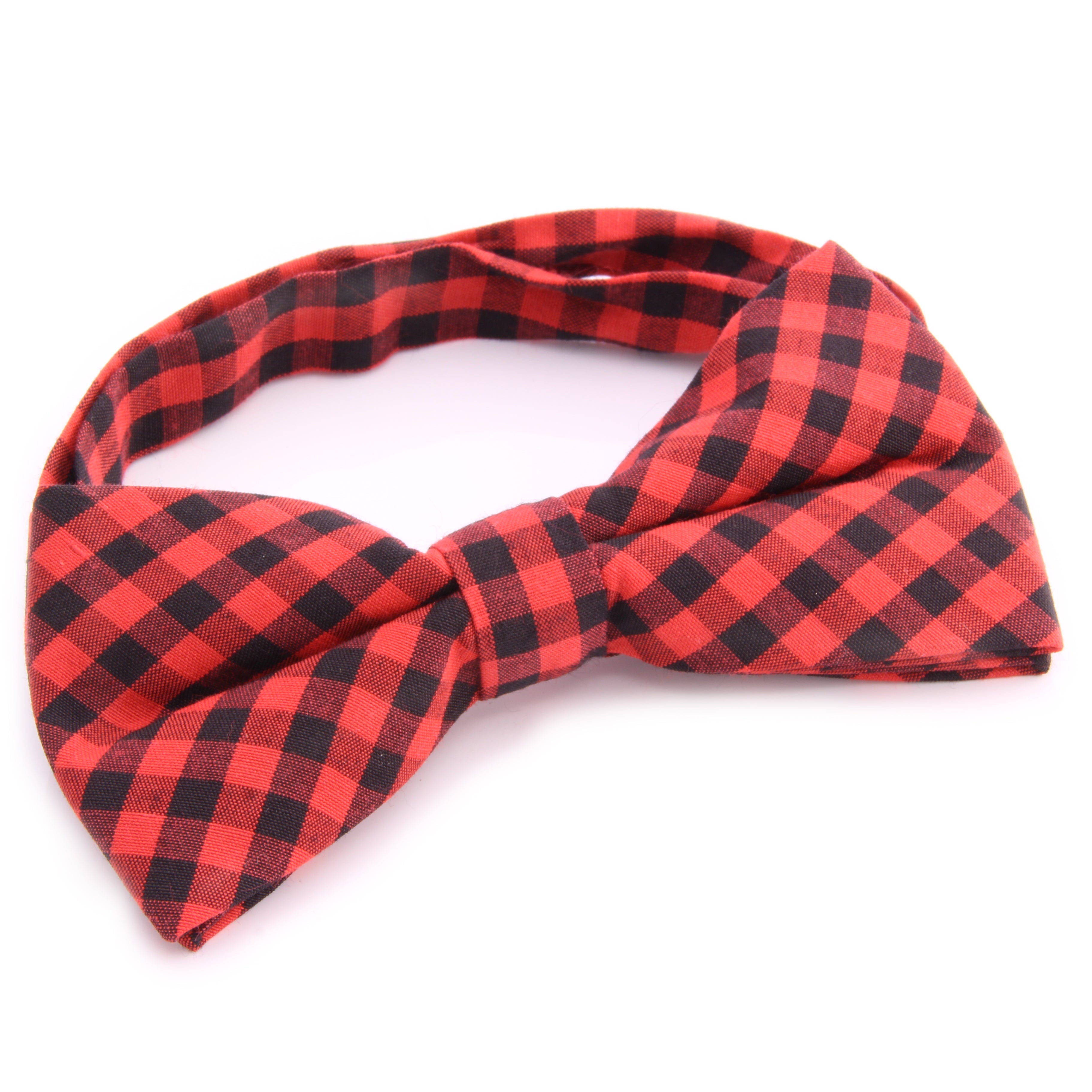 Men's Red Black Silk Pre-Tied Bow Tie - Amedeo Exclusive