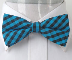 Men's Blue Black Silk Pre-Tied Bow Tie - Amedeo Exclusive