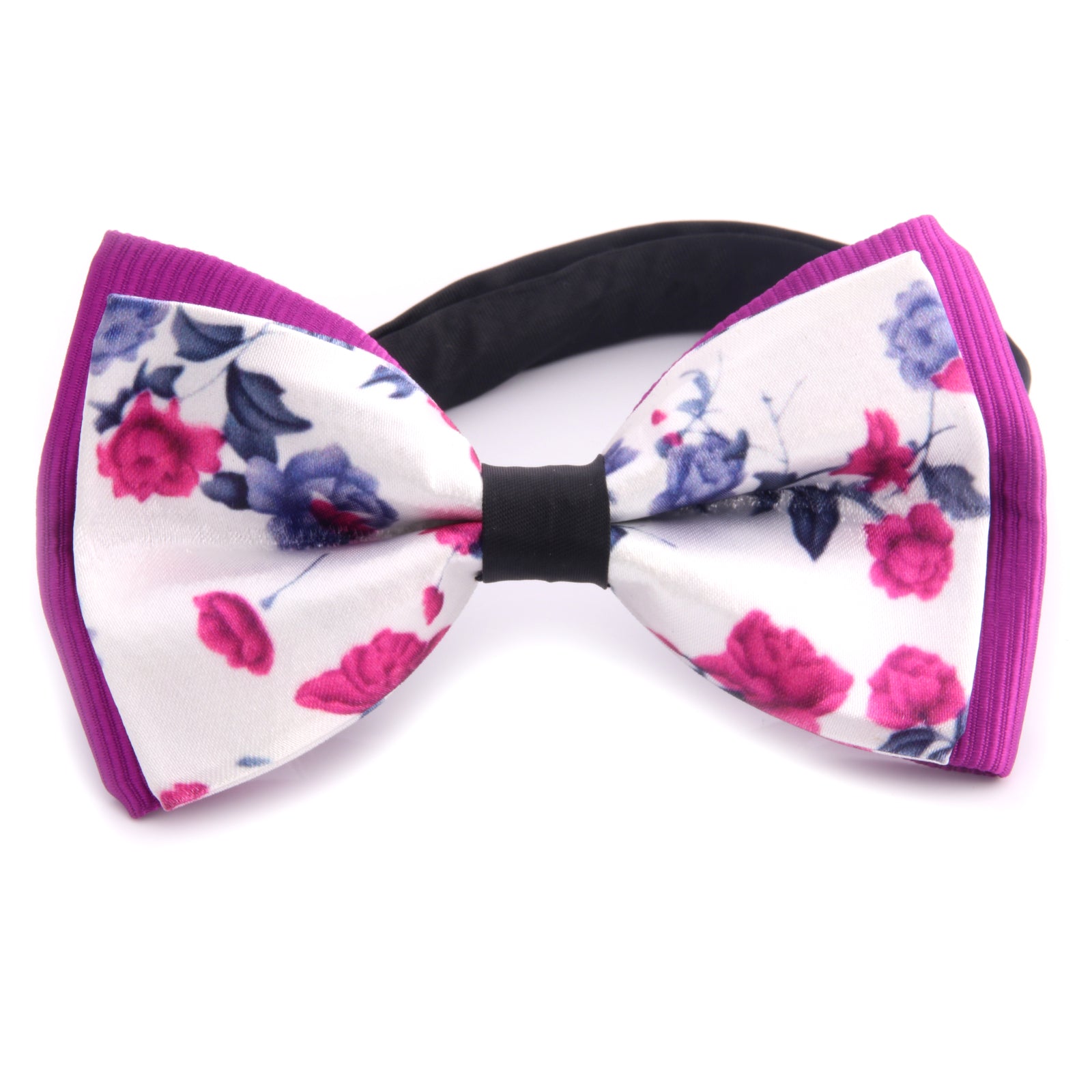 Men's Purple Roses Silk Pre-Tied Bow Tie - Amedeo Exclusive
