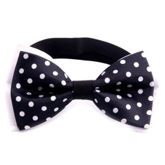 Men's Black White Polka Dot Silk Pre-Tied Bow Tie - Amedeo Exclusive