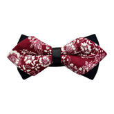 Men's Red White Floral 100% Cotton Pre-Tied Bow Tie - Amedeo Exclusive