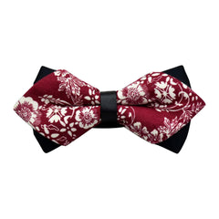 Men's Red White Floral 100% Cotton Pre-Tied Bow Tie - Amedeo Exclusive