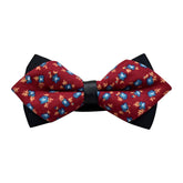 Men's Red Blue Orange Floral Cotton Pre-Tied Bow Tie - Amedeo Exclusive