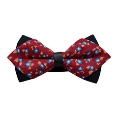 Men's Red Blue Orange Floral Cotton Pre-Tied Bow Tie - Amedeo Exclusive