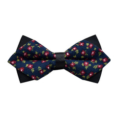 Men's Blue Green Pink Floral 100% Cotton Pre-Tied Bow Tie - Amedeo Exclusive