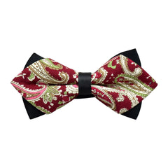 Men's Burgandy Paisley 100% Cotton Pre-Tied Bow Tie - Amedeo Exclusive