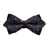 Men's Black Grey Floral 100% Cotton Pre-Tied Bow Tie - Amedeo Exclusive