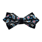 Men's Black Blue Pink Paisley 100% Cotton Pre-Tied Bow Tie - Amedeo Exclusive
