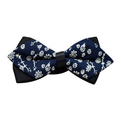 Men's Medium Blue White 100% Cotton Pre-Tied Bow Tie - Amedeo Exclusive