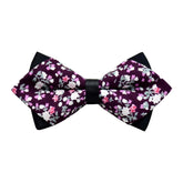 Men's Purple Pink Floral 100% Cotton Pre-Tied Bow Tie - Amedeo Exclusive