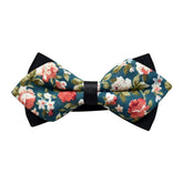 Men's Blue Orange Floral 100% Cotton Pre-Tied Bow Tie - Amedeo Exclusive