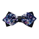 Men's Navy Blue Colorful Floral 100% Cotton Pre-Tied Bow Tie - Amedeo Exclusive
