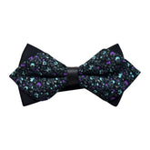 Men's Green Purple Floral 100% Cotton Pre-Tied Bow Tie - Amedeo Exclusive