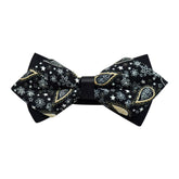Men's Black Yellow Floral 100% Cotton Pre-Tied Bow Tie - Amedeo Exclusive